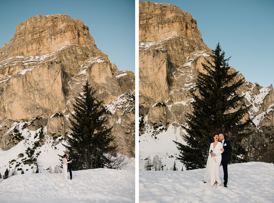 Winter Wedding Snow Portraits Bride Groom